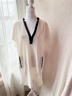 Astr Cream Midi Dress with Black Trim